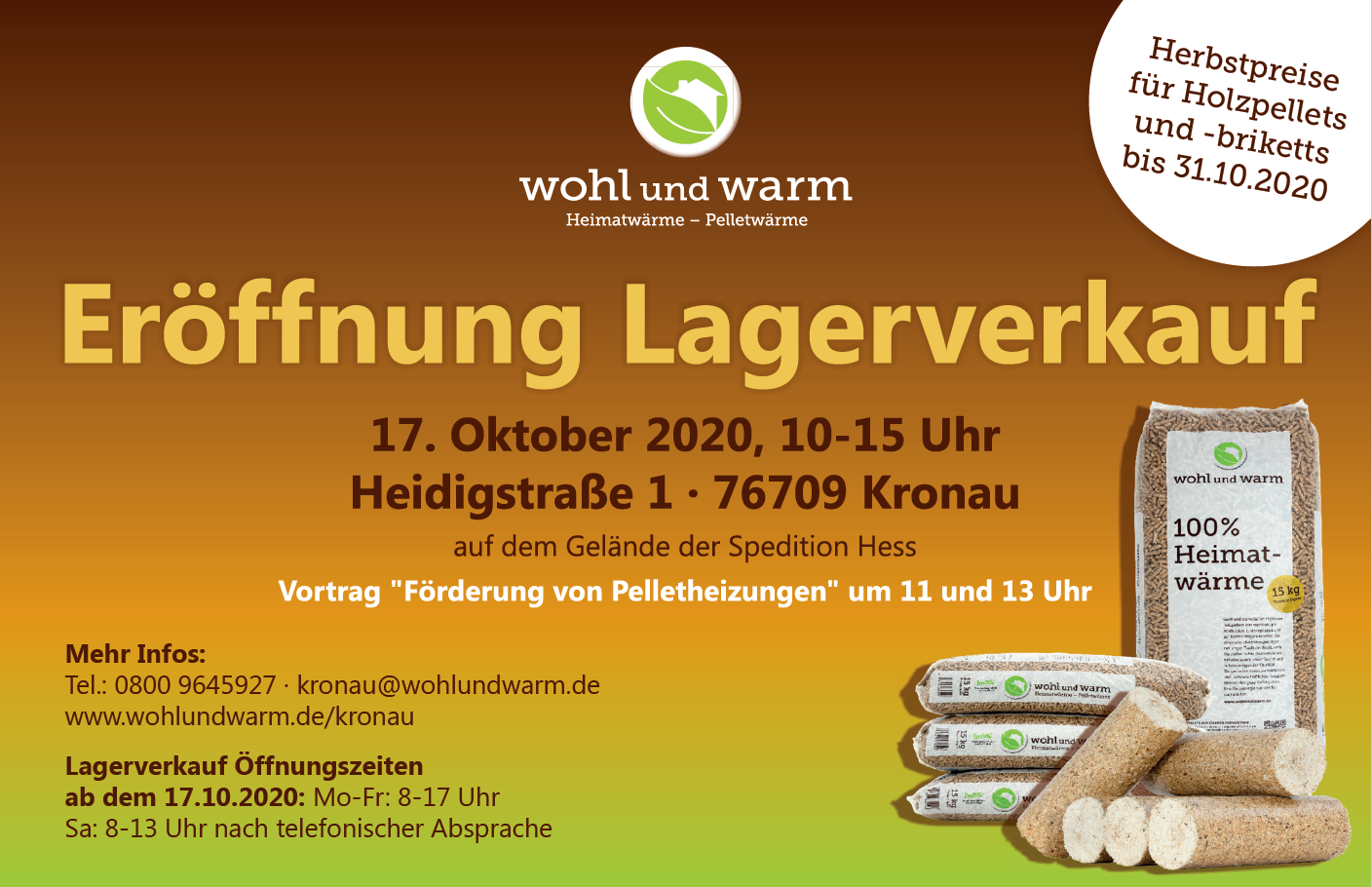 Eröffnung Lagerverkauf für Pellets und Holzbriketts in Kronau